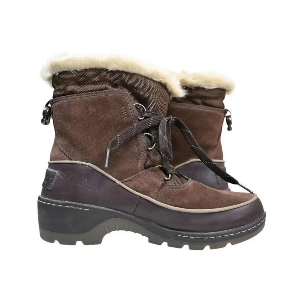 Sorel Womens 6 Tivolli III Snow Leather Suede Faux Fur Boot in Brown
